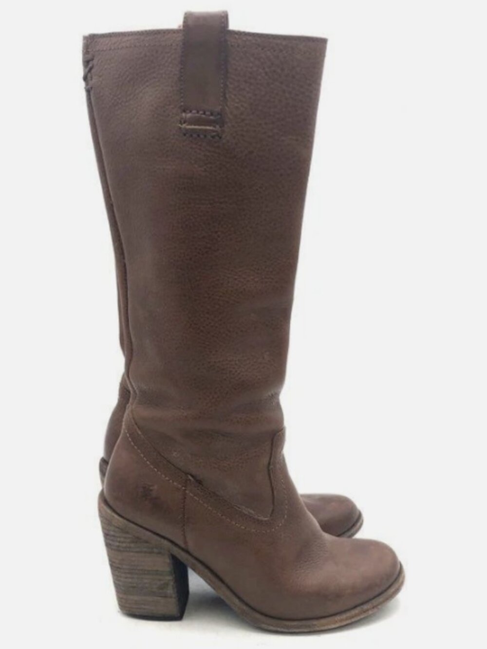 $399 Frye Frye Alexis Brown Leather Inside Zip Motorcycle Knee High Tall Boot